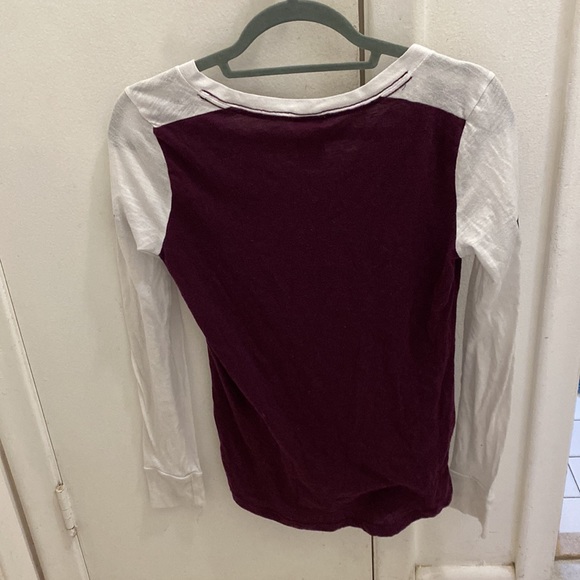 PINK Burgundy and White Long Sleeve Top - Picture 2 of 3